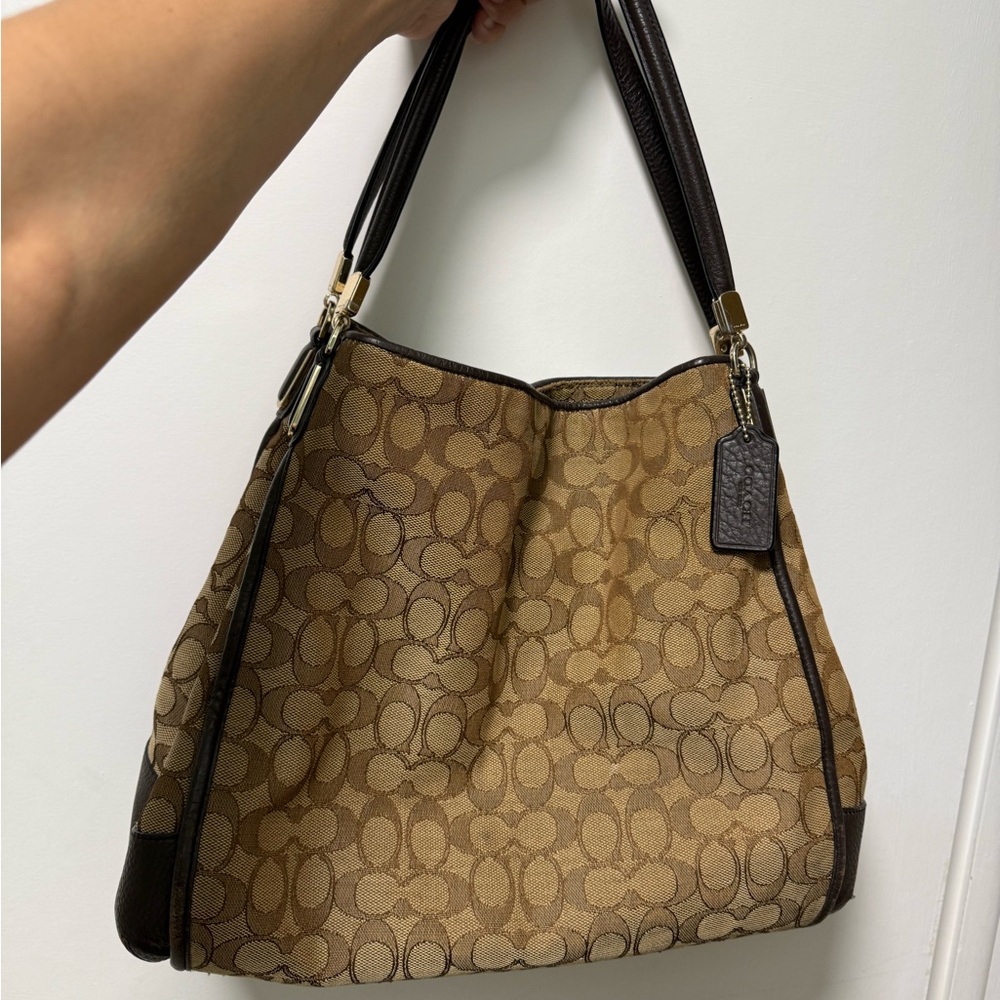 Coach Phoebe Tote Brown Shoulder Signature Design Purse